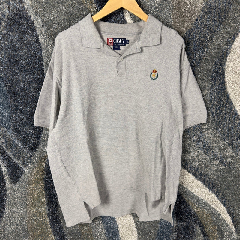 Vintage Chaps Ralph Lauren Polo Mens XL Grey Pique Crest