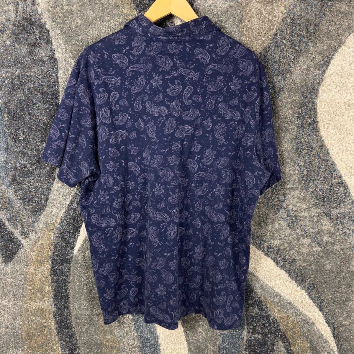 Polo Ralph Lauren Paisley Polo Shirt Mens XL Navy Preppy