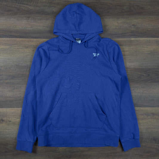 Reebok Fleece Pullover Hoodie Mens L Royal Blue Vector Logo