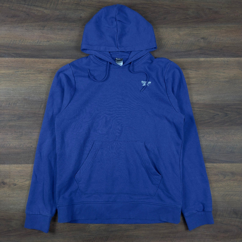 Reebok Fleece Pullover Hoodie Mens L Royal Blue Vector Logo