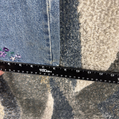 Vintage Floral Embroidered Bootcut Jeans Womens 27x31 Boho