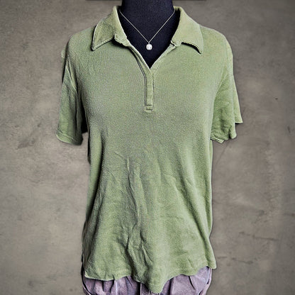 NorthCrest Ribbed Polo Shirt Womens XL Sage Green