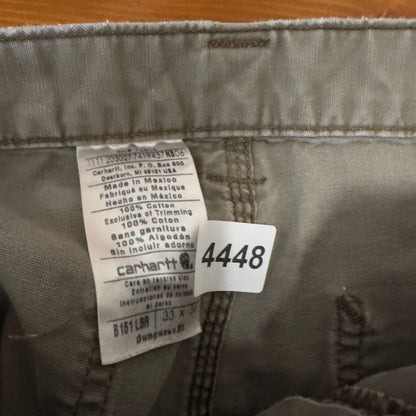 Carhartt B151 Dungaree Pants Mens 33x34 Light Brown Baggy