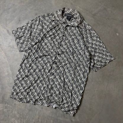 Vintage Addendum Button Down Shirt Men Medium Grey Abstract