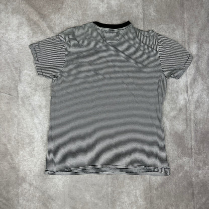 Guess Los Angeles Striped Pocket Tee Mens L Black White Logo
