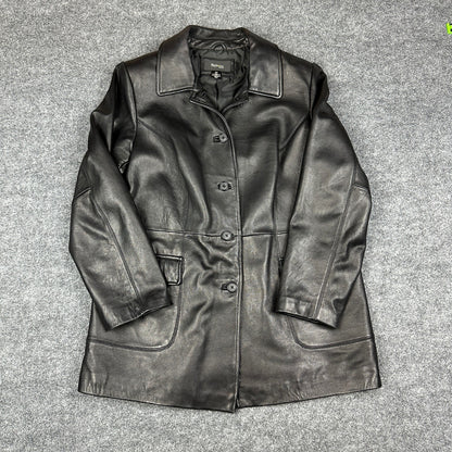 Style & Co. Womens Leather Jacket 16W Black Car Coat