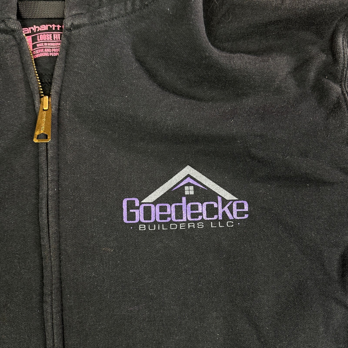 Vintage Carhartt Full Zip Hoodie Men's Large Black Workwear