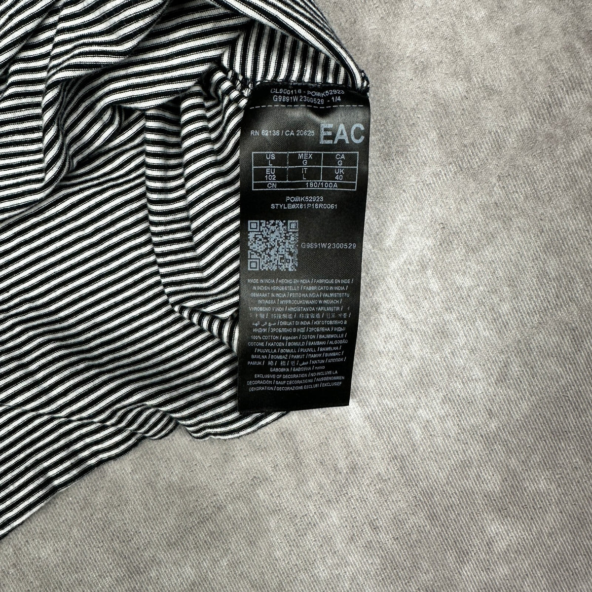 Guess Los Angeles Striped Pocket Tee Mens L Black White Logo