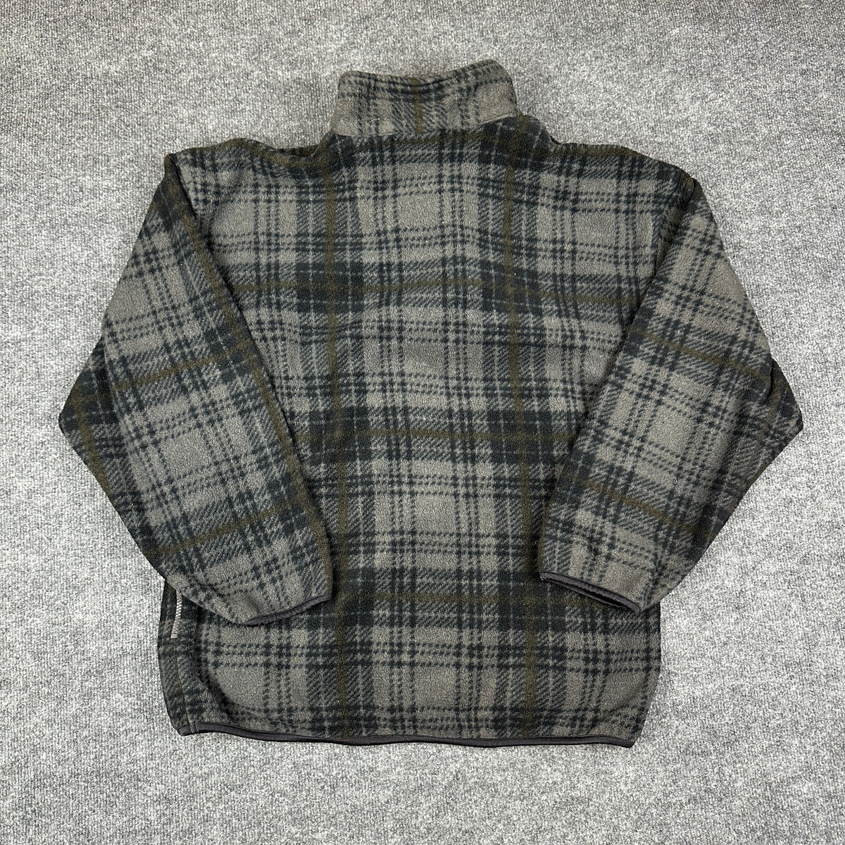 Fieldmaster Mens Large Gray Plaid Fleece Pullover Jacket