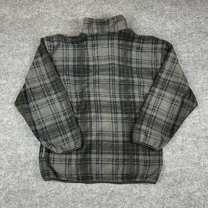 Fieldmaster Mens Large Gray Plaid Fleece Pullover Jacket