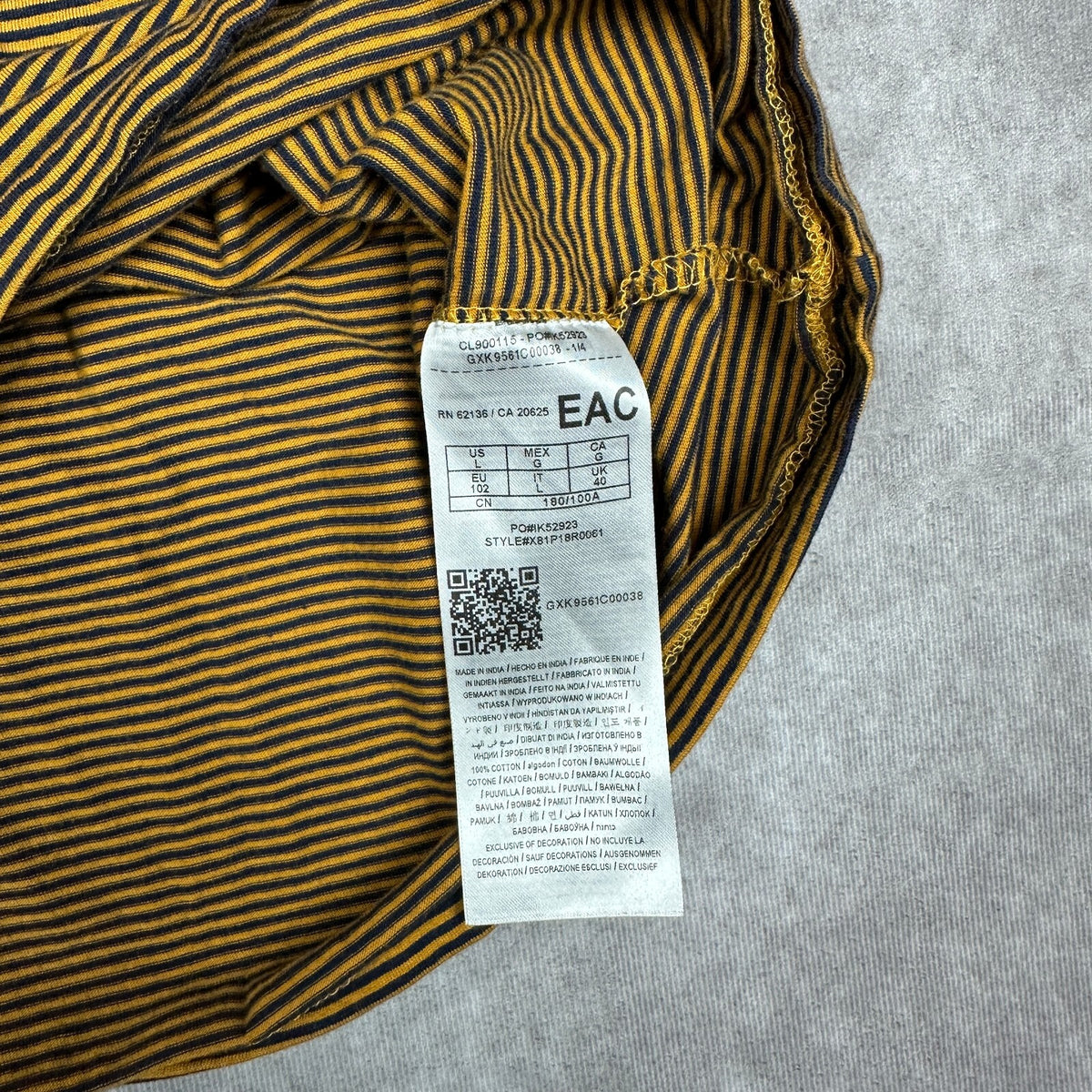 Guess Los Angeles Striped Pocket Tee Mens L Mustard Navy