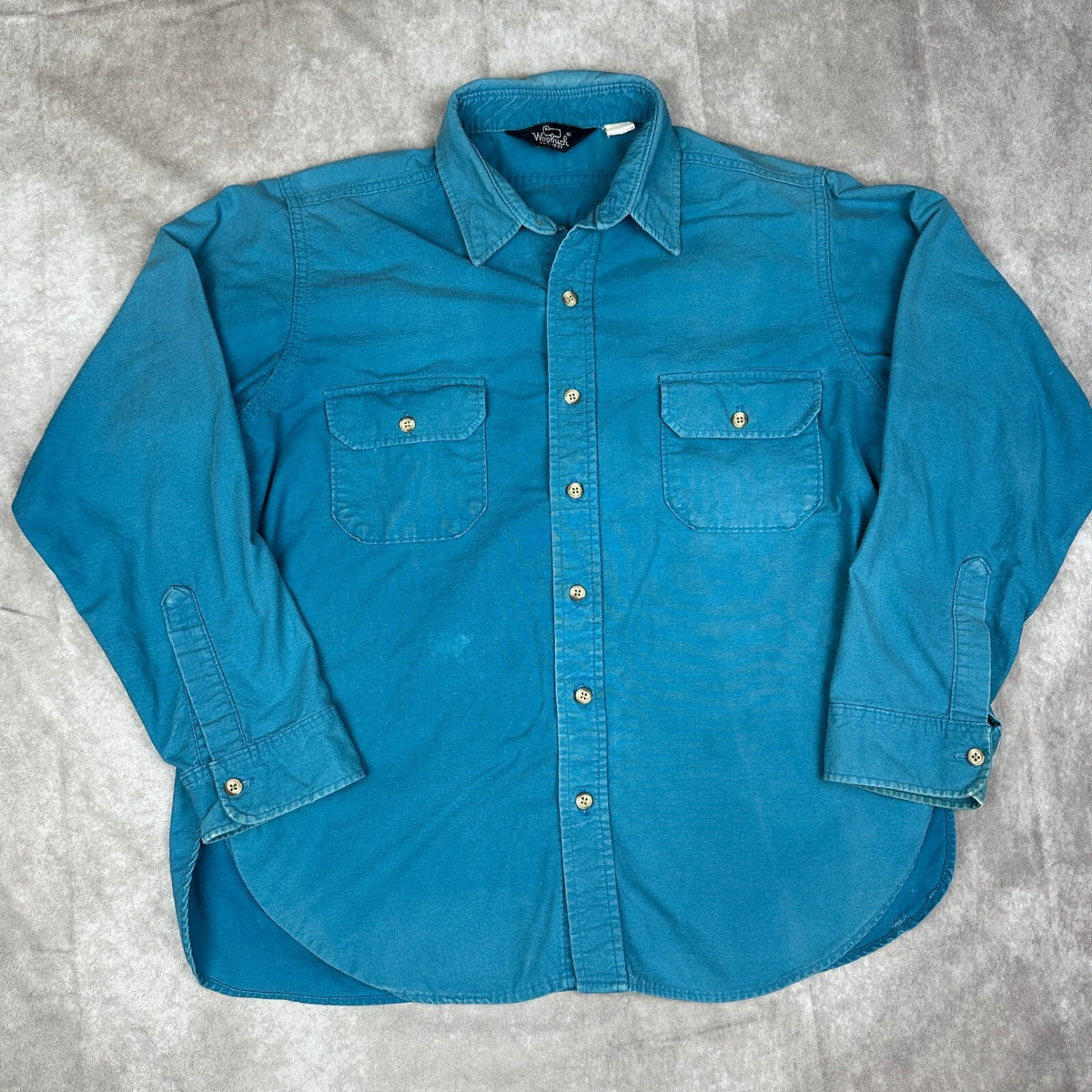 Vintage Woolrich Chamois Shirt Made in USA Teal Button Up