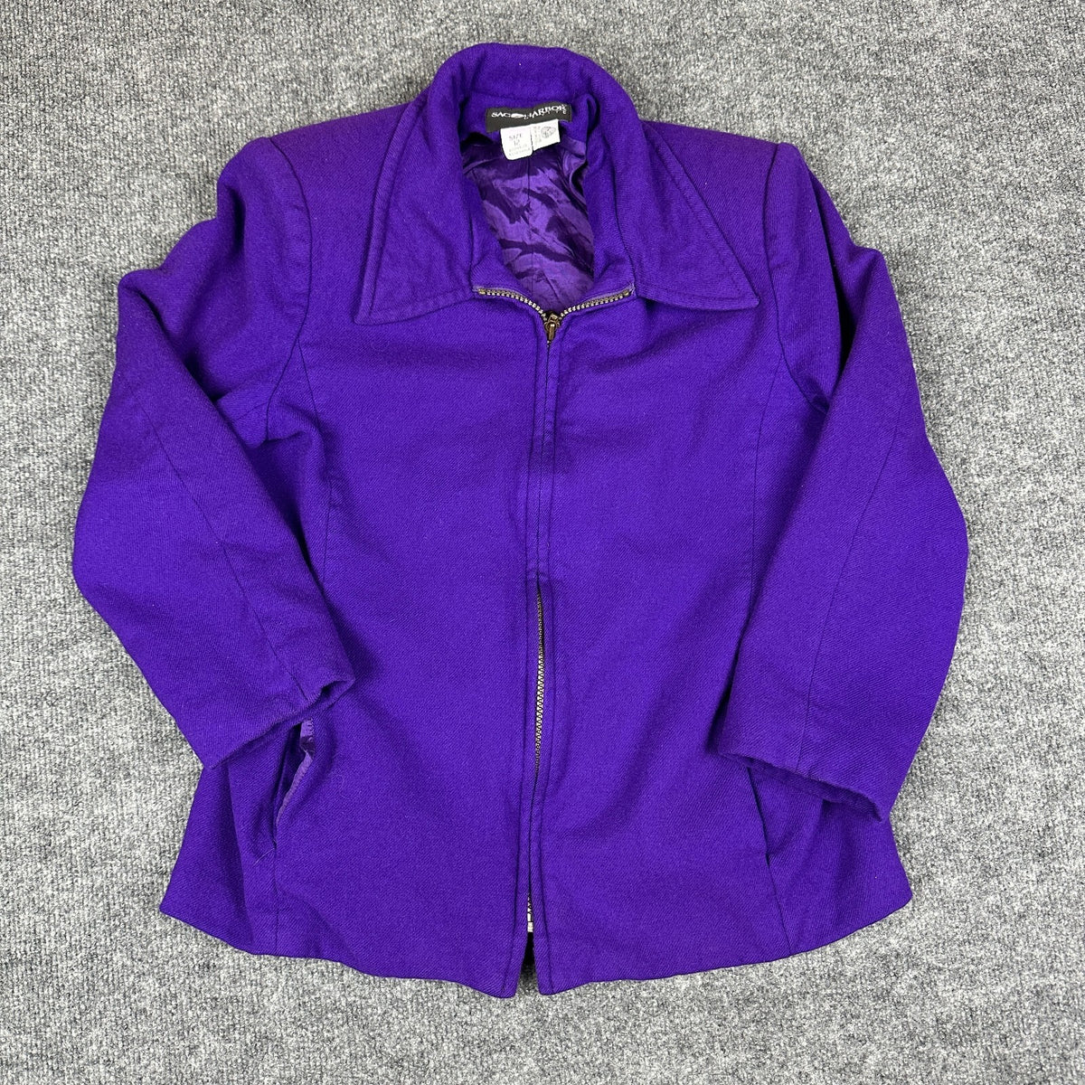 Sag Harbor Petite Womens Jacket Size 12 Purple Zip Front