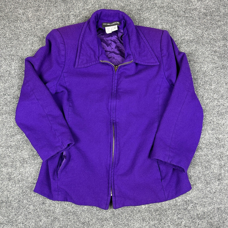 Sag Harbor Petite Womens Jacket Size 12 Purple Zip Front