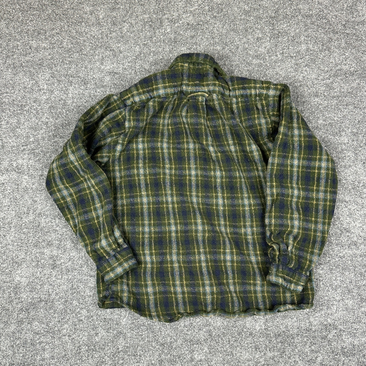 Vintage L.L.Bean Boys L Flannel Shirt Green Plaid