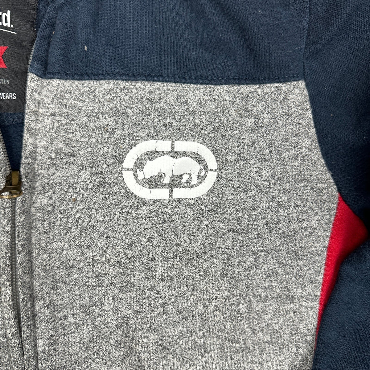 Ecko Unltd Youth Boys M 10-12 Full Zip Hoodie Gray Navy Red