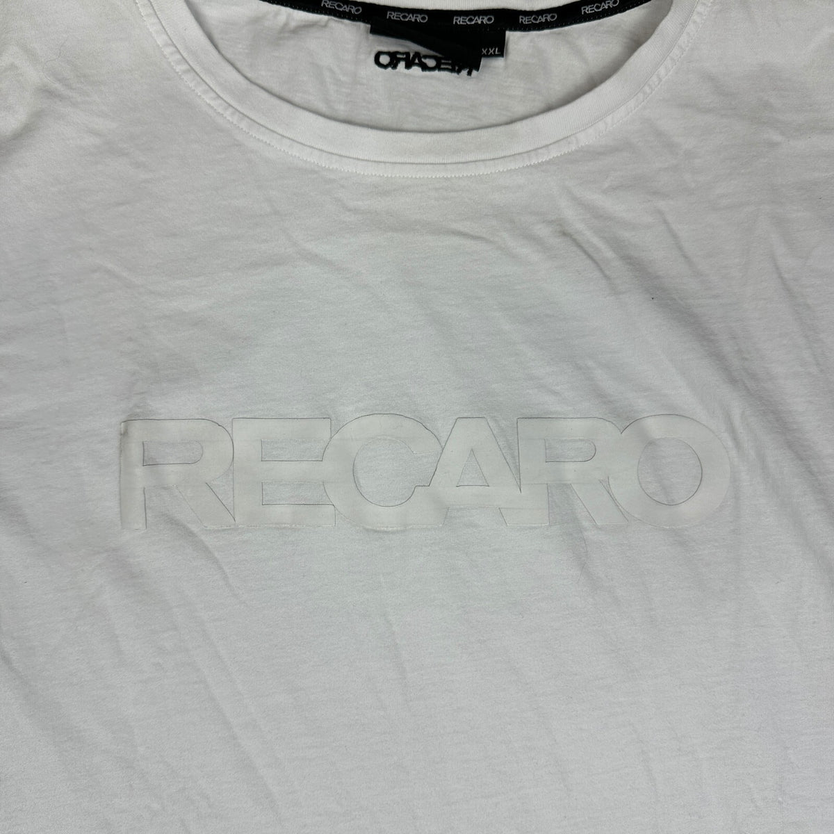 Recaro Logo T-Shirt Mens XXL White Tonal Racing Seats JDM