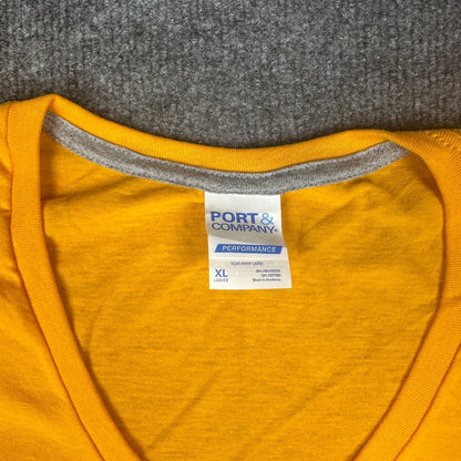 Port & Company LPC381V V-Neck Tee Womens XL Gold Blank NWT