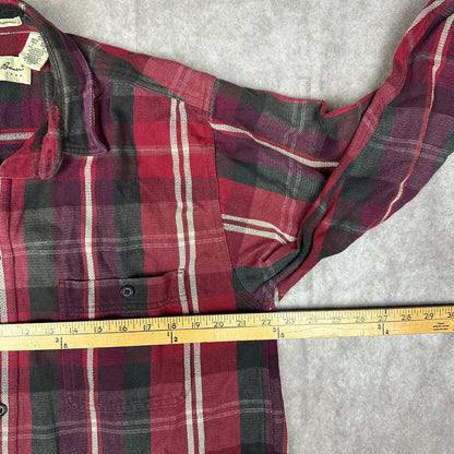 Vintage Eddie Bauer McKinley Flannel Shirt Mens LT Red Plaid