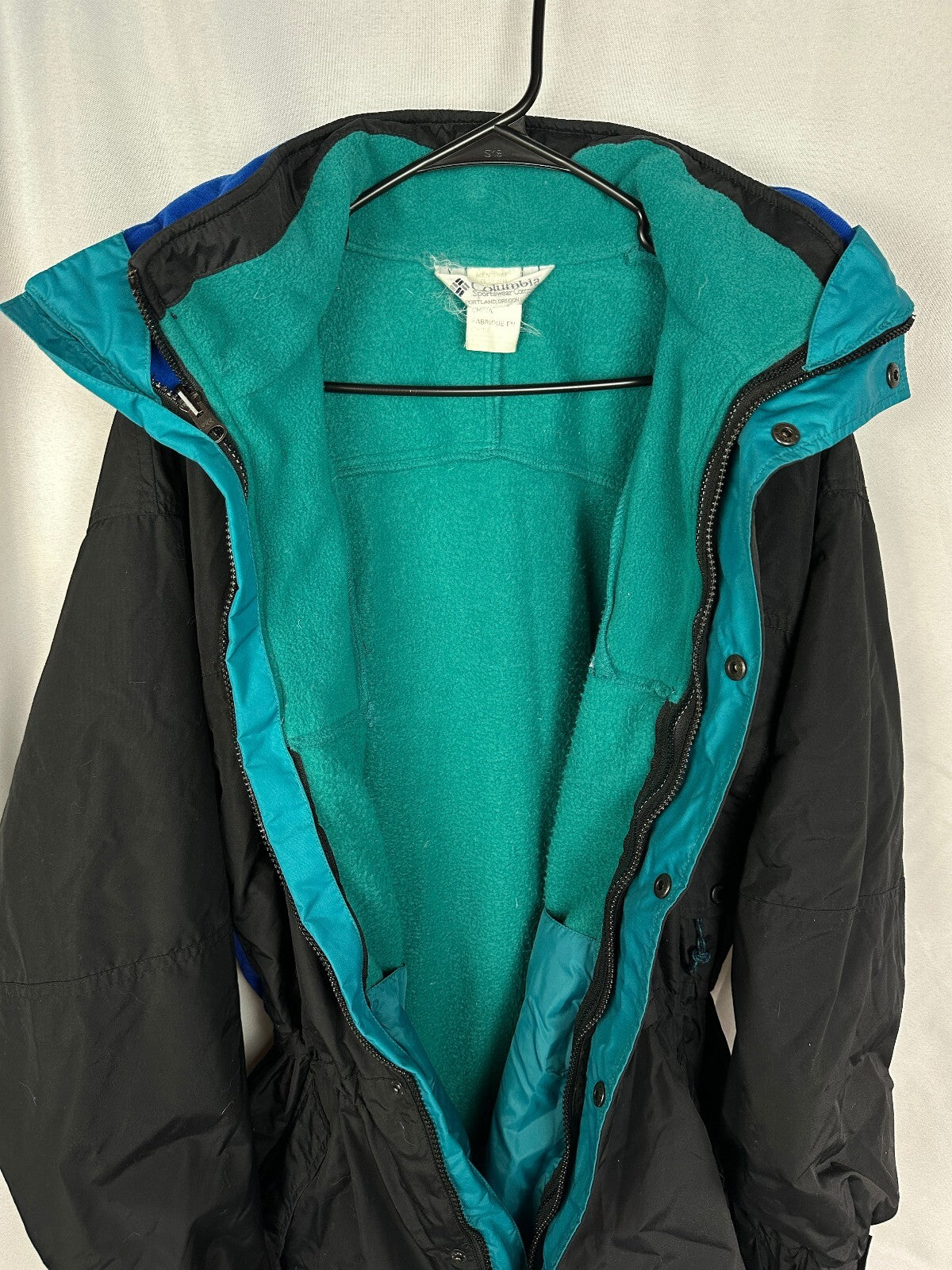Columbia Mens M Long's Peak Black Blue Jacket