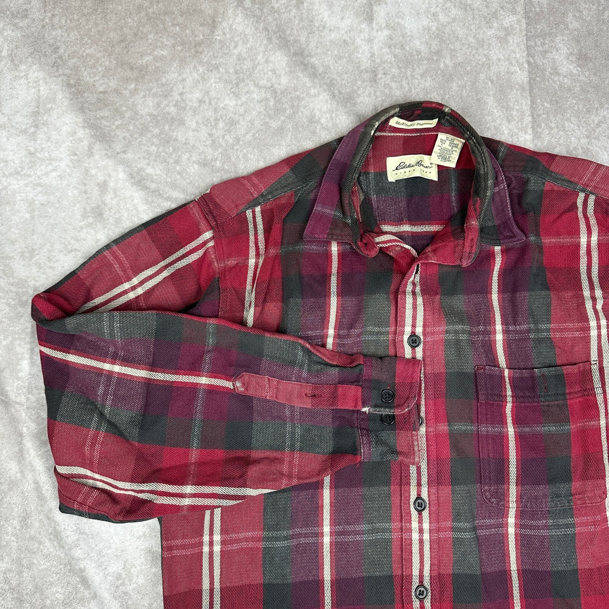 Vintage Eddie Bauer McKinley Flannel Shirt Mens LT Red Plaid