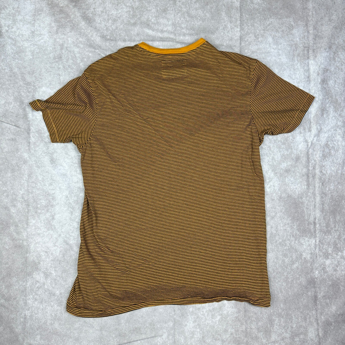 Guess Los Angeles Striped Pocket Tee Mens L Mustard Navy