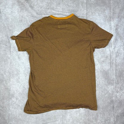 Guess Los Angeles Striped Pocket Tee Mens L Mustard Navy