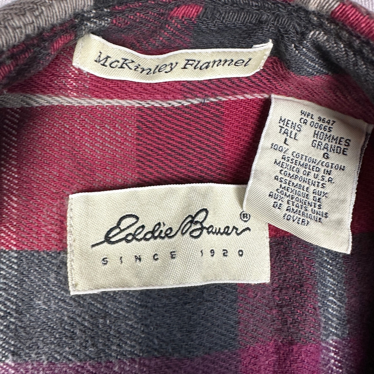 Vintage Eddie Bauer McKinley Flannel Shirt Mens LT Red Plaid