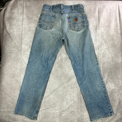Vintage Carhartt Mens 34x32 Blue Denim Jeans Workwear