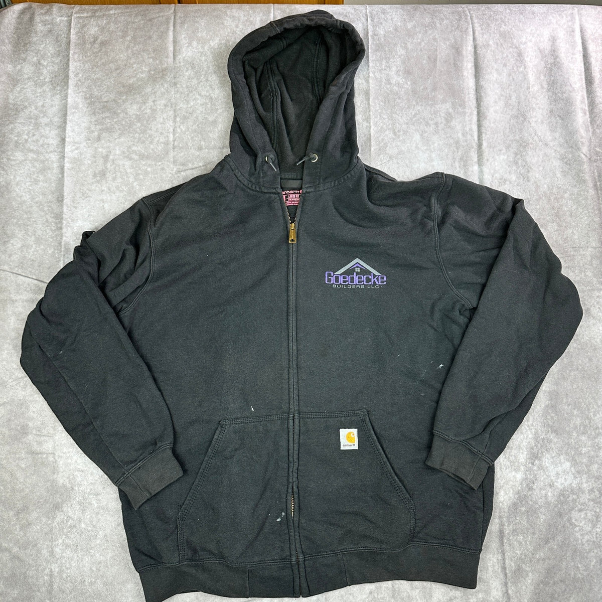 Vintage Carhartt Full Zip Hoodie Men's Large Black Workwear