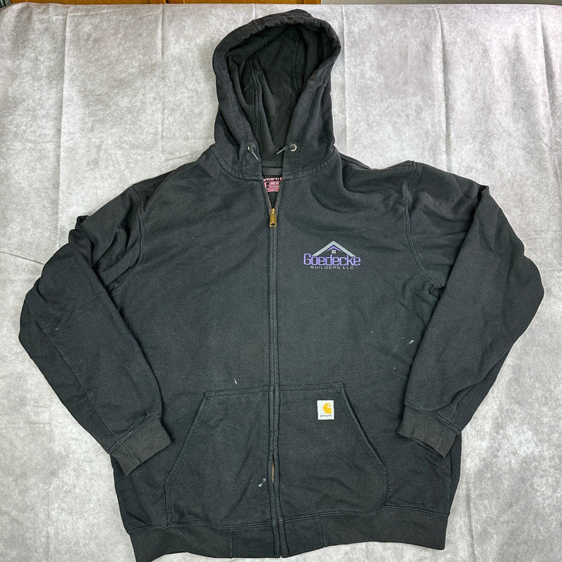 Vintage Carhartt Full Zip Hoodie Men's Large Black Workwear