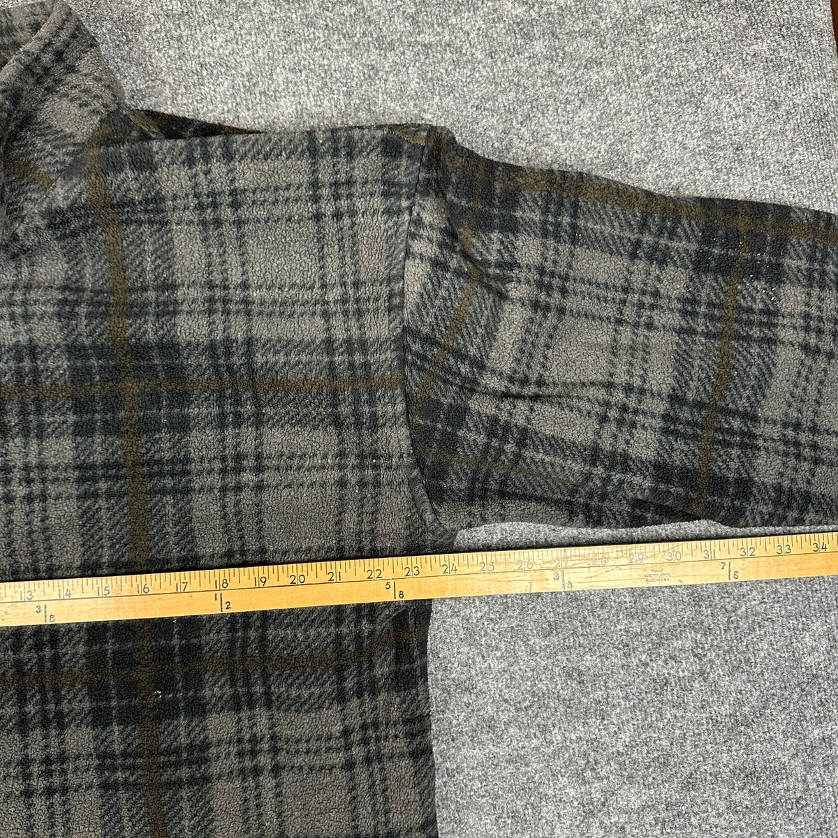 Fieldmaster Mens Large Gray Plaid Fleece Pullover Jacket