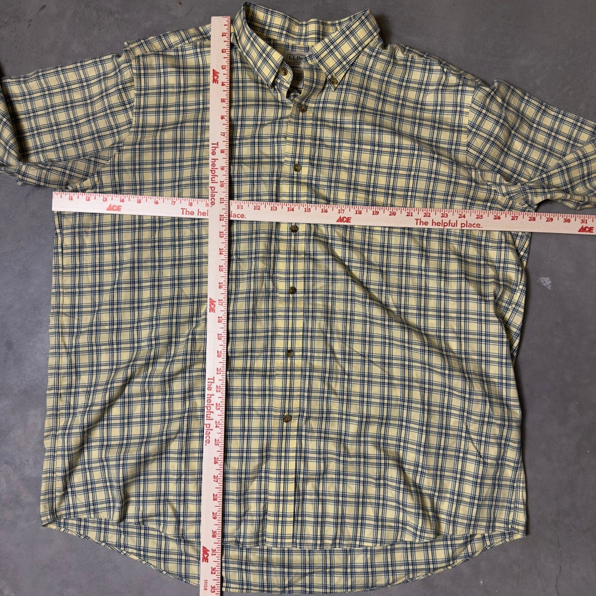 L.L. Bean Plaid Button Down Shirt Mens XXL Yellow Traditional Fit Heritage
