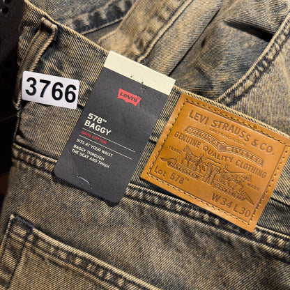 NWT Levi's Premium 578 Baggy Jeans Mens 34x30 Dirty Wash