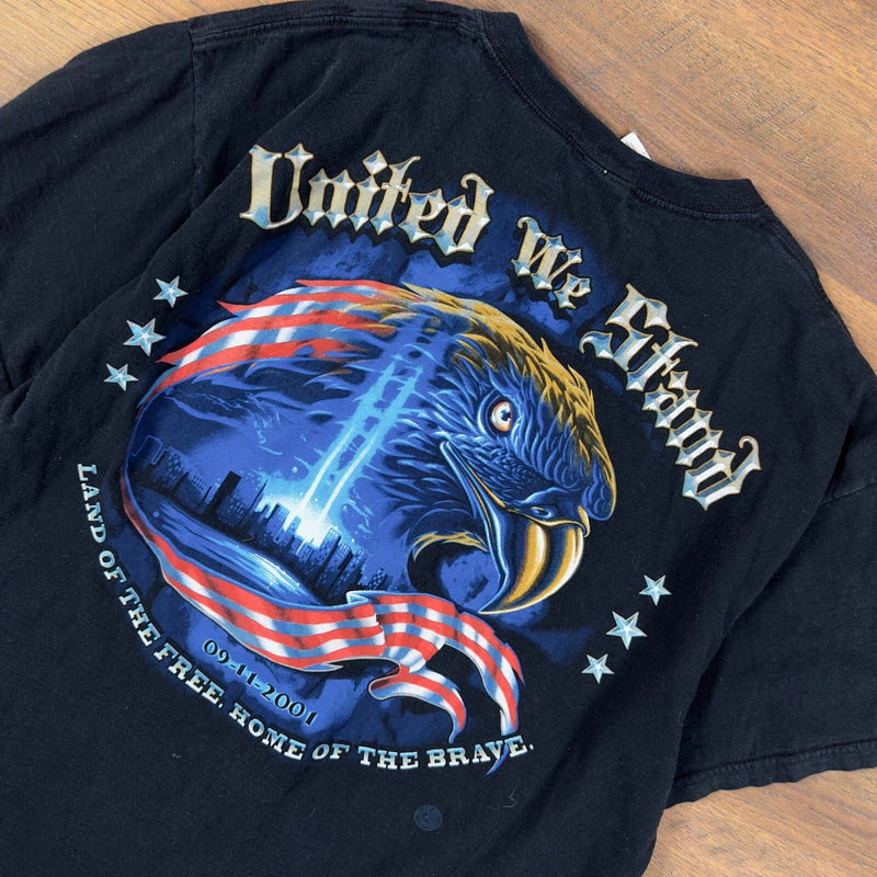 United We Stand 9/11 Memorial T-Shirt Mens XL Black Eagle