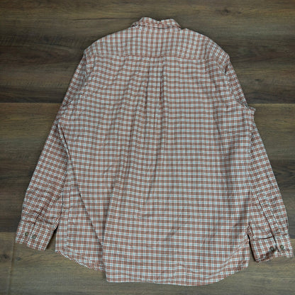 Eddie Bauer Plaid Button Down Shirt Mens XXL Tall Orange