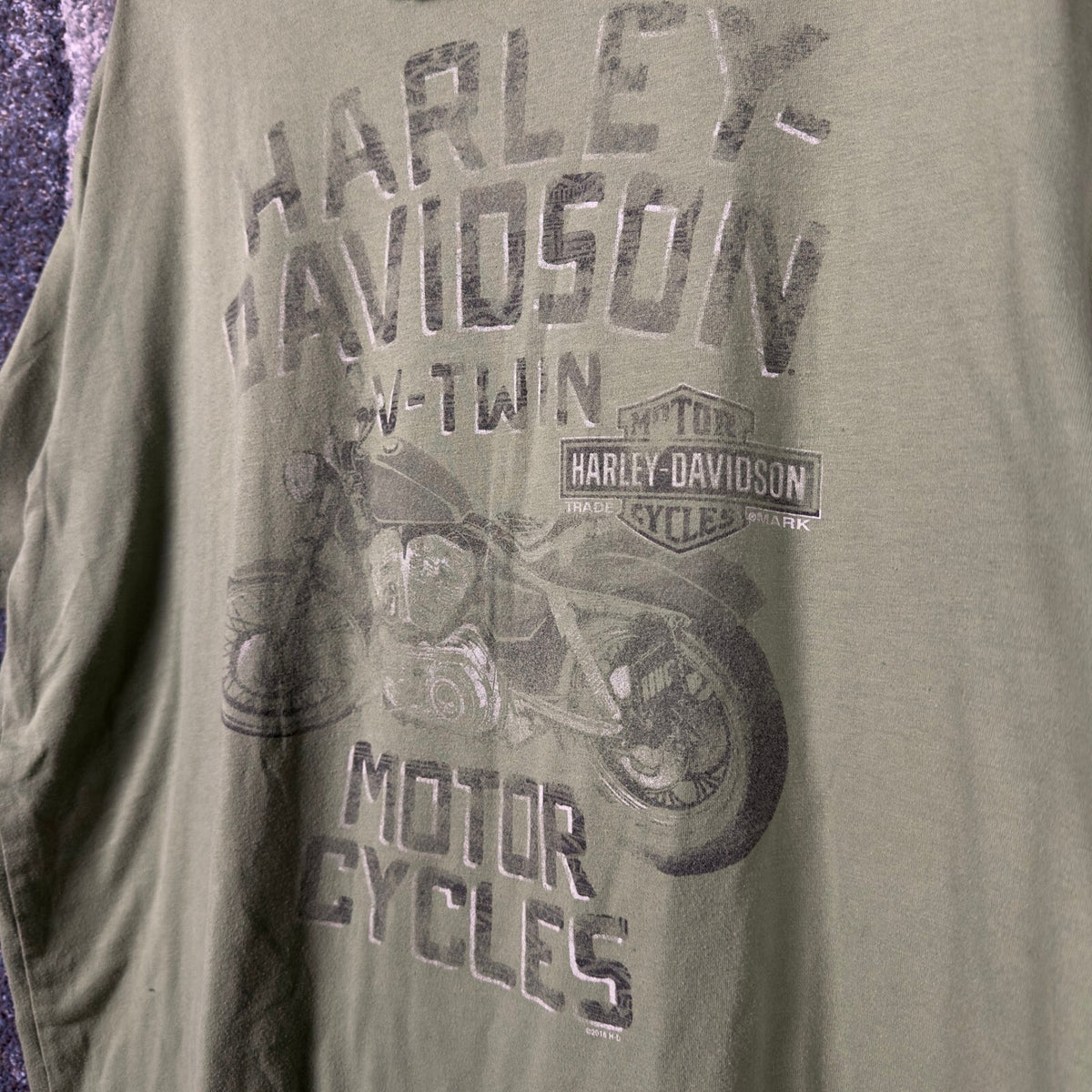 Harley-Davidson V-Twin T-Shirt Mens XL Olive Viking Land MN