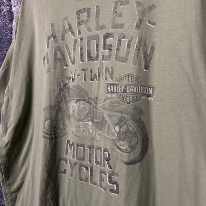Harley-Davidson V-Twin T-Shirt Mens XL Olive Viking Land MN