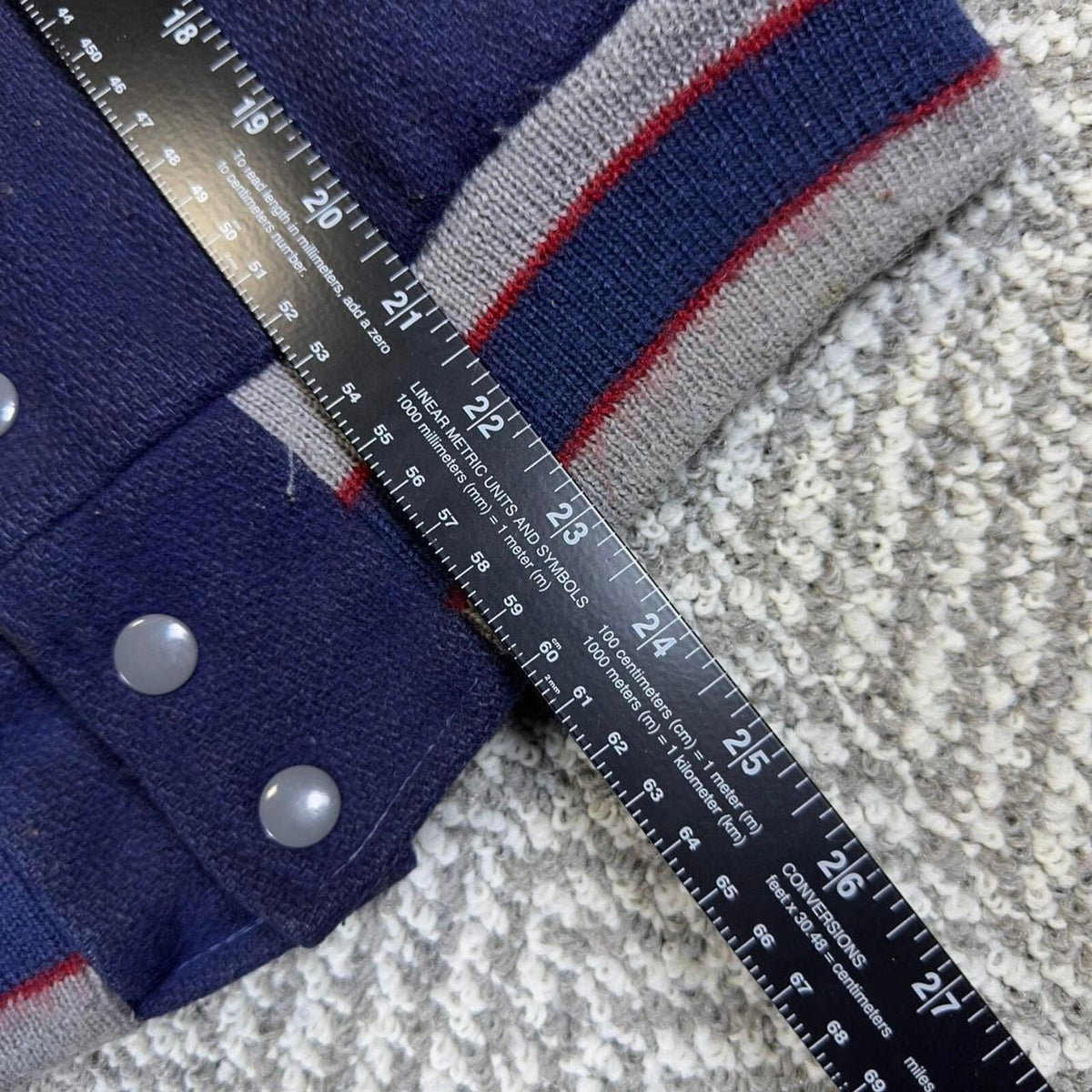 Vintage Unbranded Varsity Letterman Jacket Mens M Navy Blue Grey Leather 70s 76