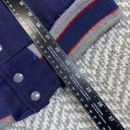 Vintage Unbranded Varsity Letterman Jacket Mens M Navy Blue Grey Leather 70s 76