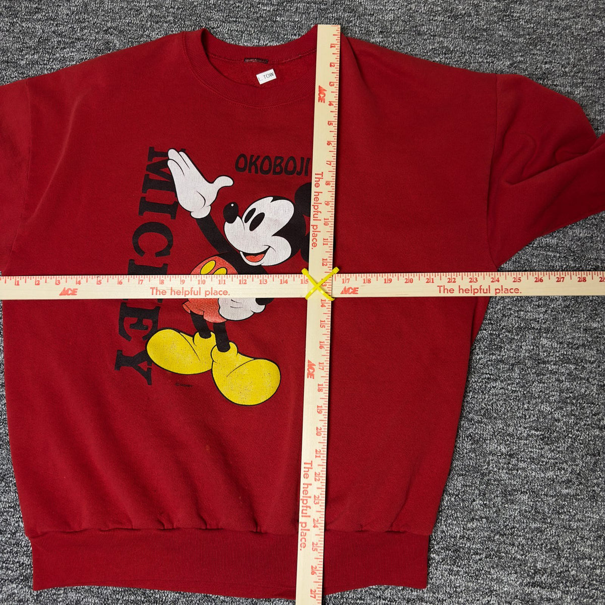 Mickey Mouse Okoboji Souvenir Crewneck Sweatshirt Red