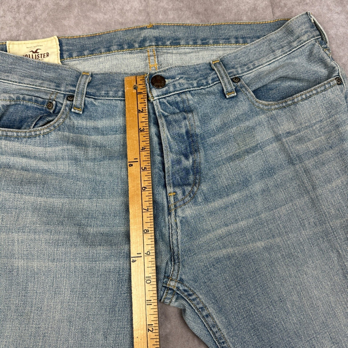 Hollister Classic Straight Jeans Mens 36x34 Light Wash Denim