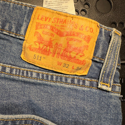 Levi's 511 Slim Fit Jeans Mens 32x34 Blue Medium Wash Tall