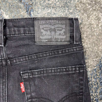Levis 510 Skinny Jeans Womens 12 Black Faded Stretch Grunge