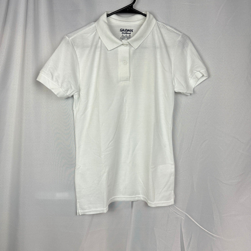 NWT Gildan Polo Shirt Womens S White Moisture Wicking