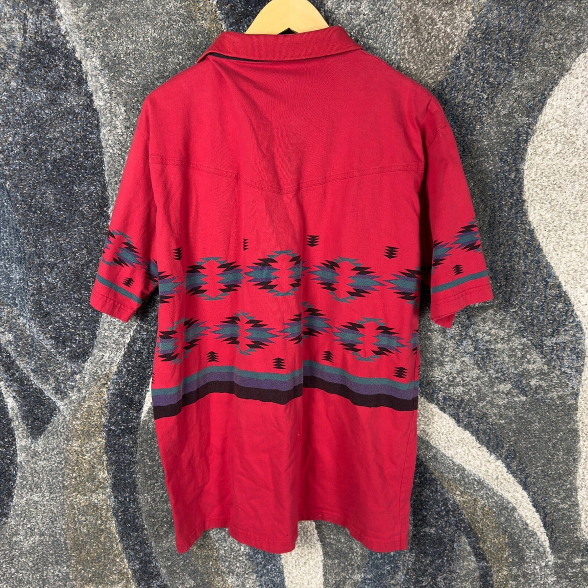 Vintage Cripple Creek Aztec Polo Shirt Mens XL Red Western