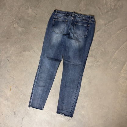 Maurices Skinny Jeans Womens L-REG Raw Hem Medium Wash Denim