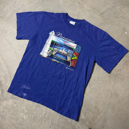Vintage Princess Cruises Panama Canal T Shirt Men Large Blue
