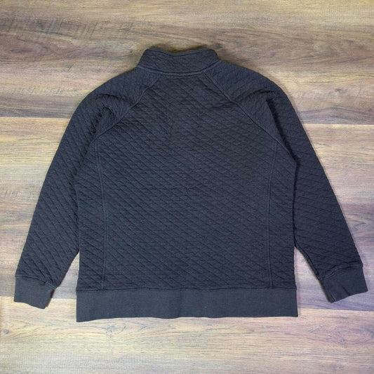 Eddie Bauer Quilted Pullover Henley Sweatshirt Mens M Brown