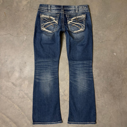 Silver Jeans Pioneer Bootcut Womens 30 Distressed Dark Wash